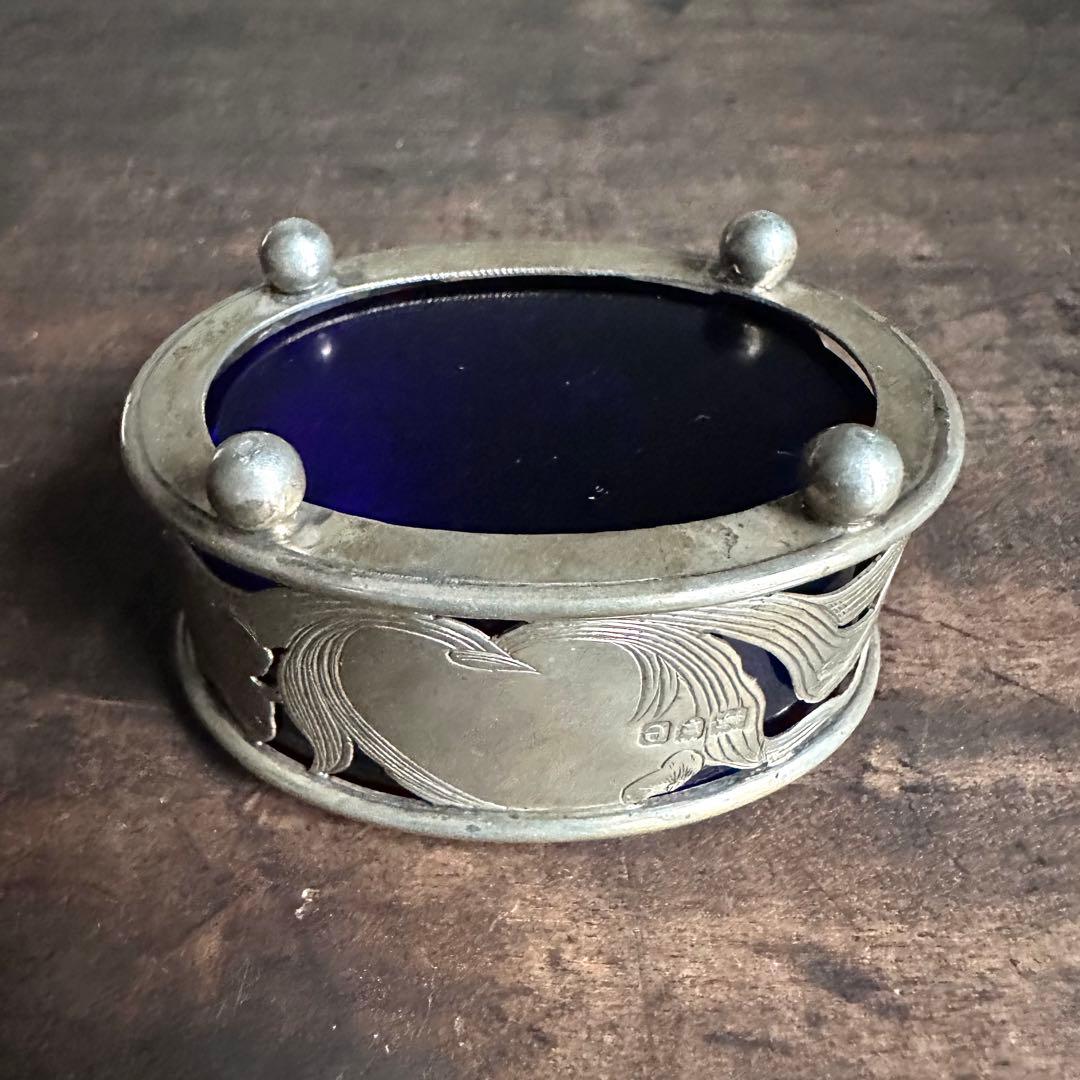 希少　一点物　銀　シルバー　瑠璃　ガラス　置物　小物入れ