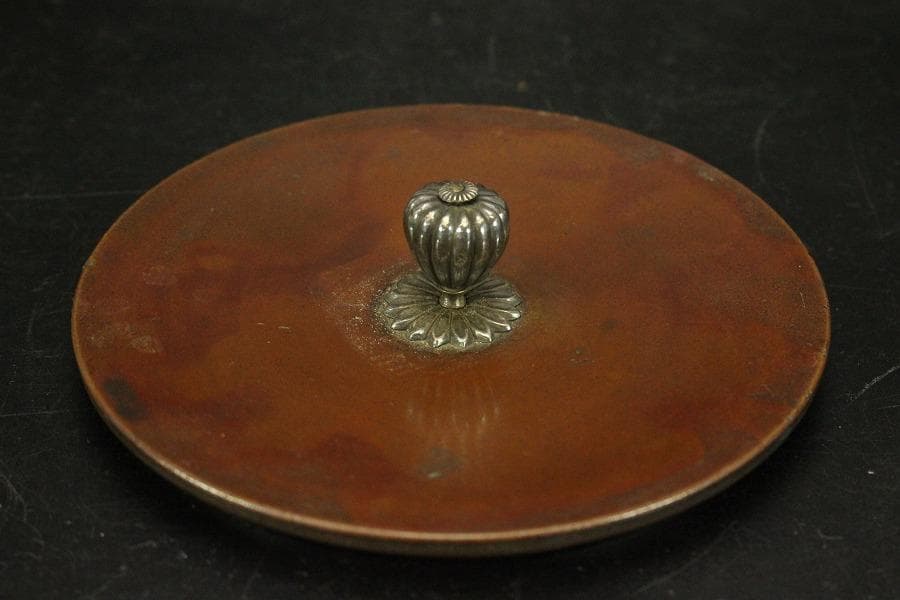 茶道具 大西清右衛門 作 車軸釜 時代物 銀摘み蓋 共箱(ZE573)