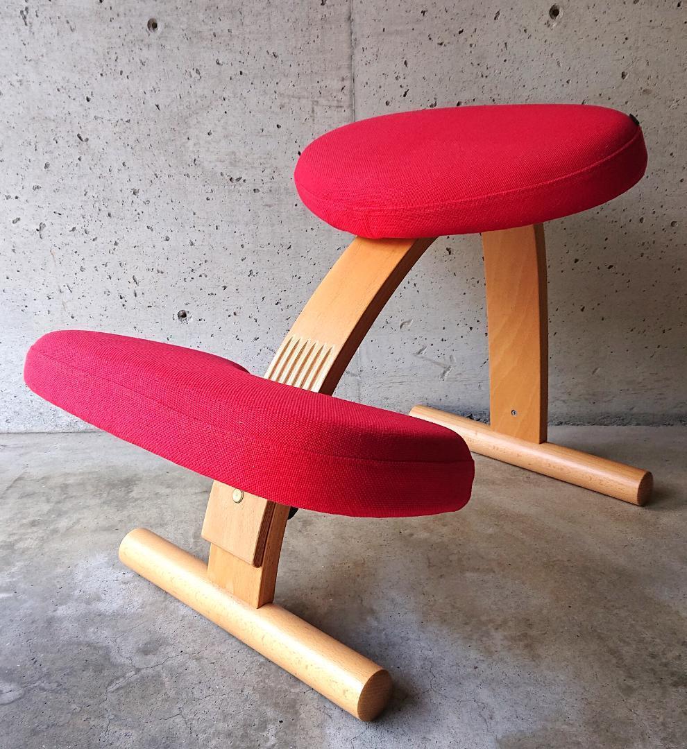 【良品】バランスチェアイージー　サカモトハウス 　レッド