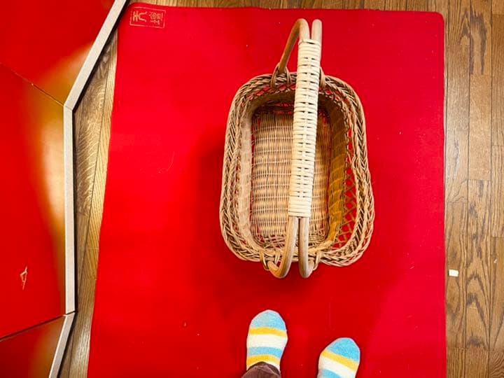 手編み　ハンドメイド　籠　バスケット　小物入れ　アンティーク　かご　カゴ