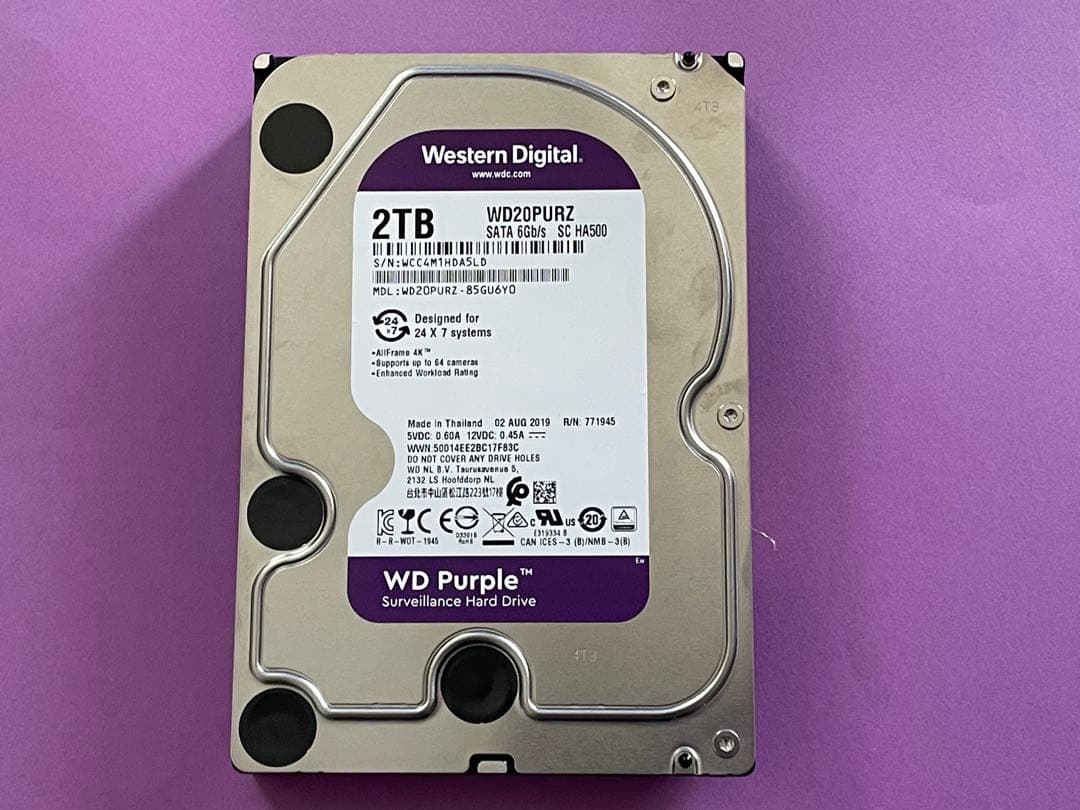 【希少品】DIGA換装用 2TB 3.5インチHDD WD20PURZ