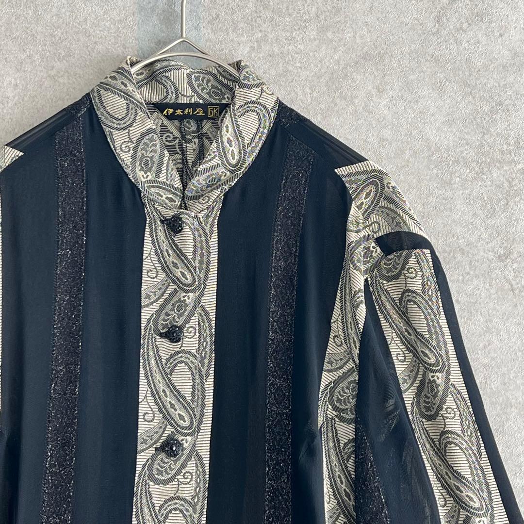 伊太利屋 イタリヤ（7）デザインレースシャツワンピース スタンドカラー スリット