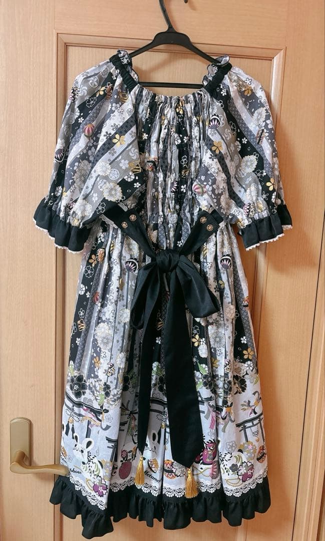 morphose いろどり花てまりワンピース　くろつち　和ロリ