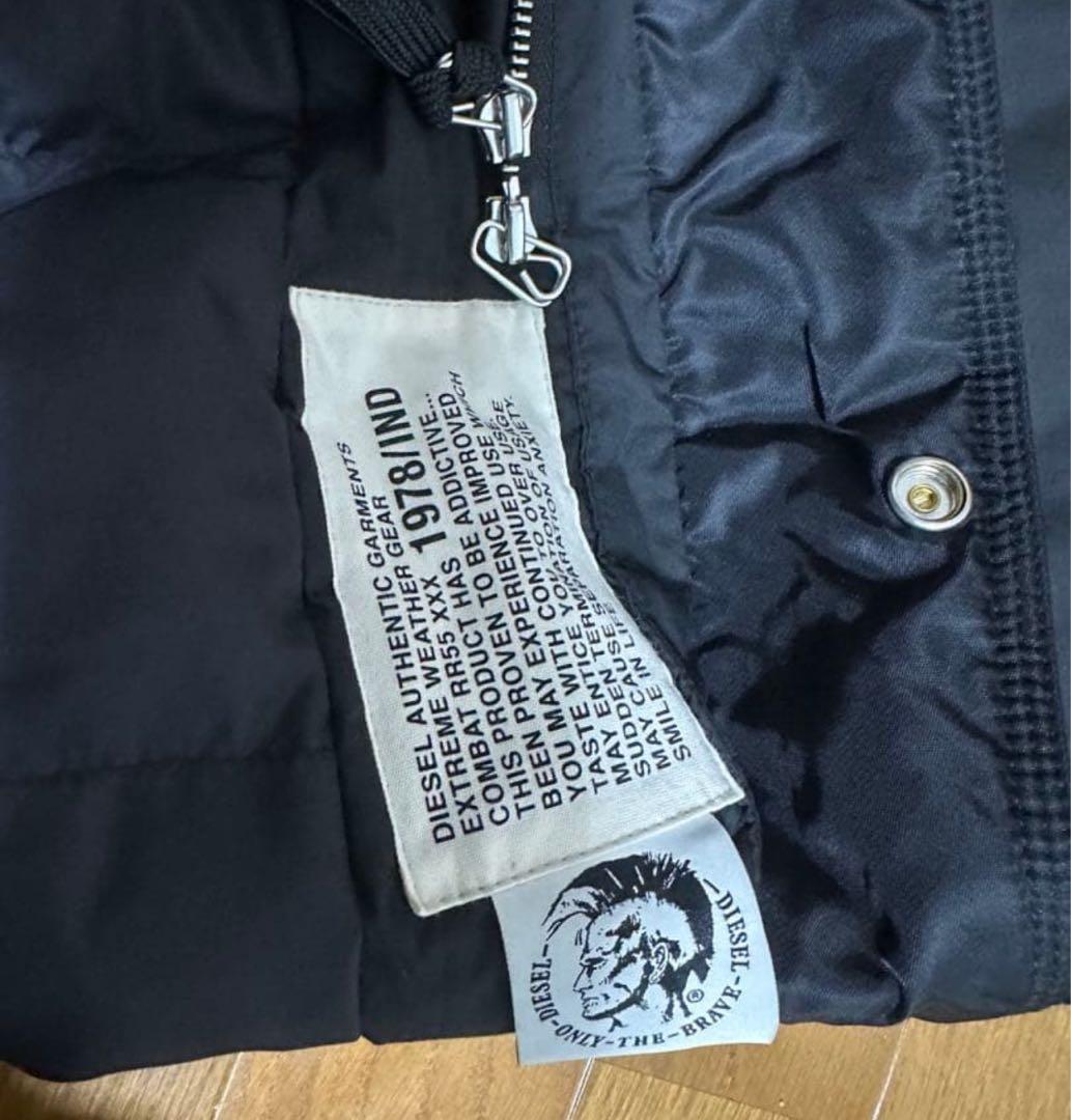 DIESEL ファー付きモッズコート　ダウン　黒