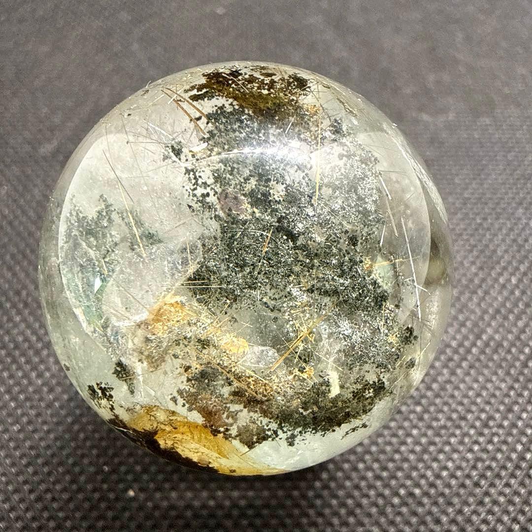 ルチル×クォーツインガーデンクォーツ　スフィア【ファントム、虹】ランダム台座付き