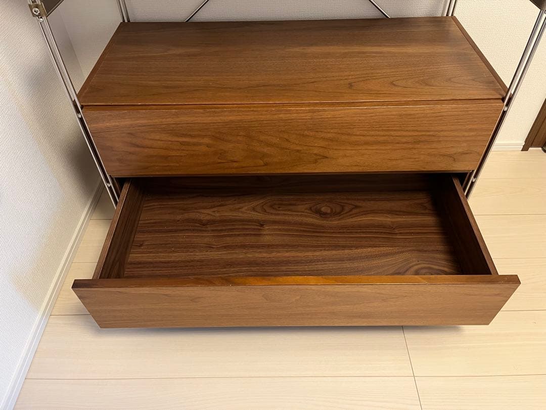 MUJI 無印良品 ユニットシェルフ ワイド 小 引き出し＋ガラス引き戸付き