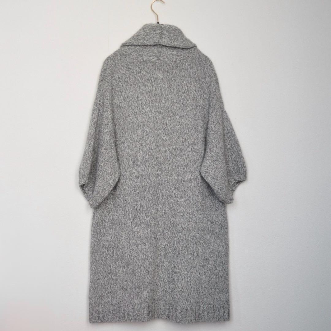 ヨシエイナバ ♡ ウールカシミヤ ロングニットカーディガン 杢グレー