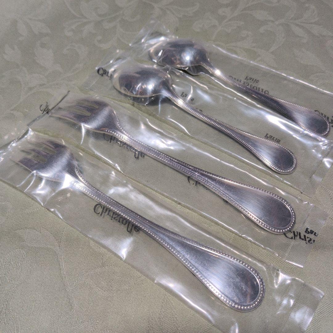 クリストフル シルバープレート パール スプーン フォーク 新品未開封 専用袋入
