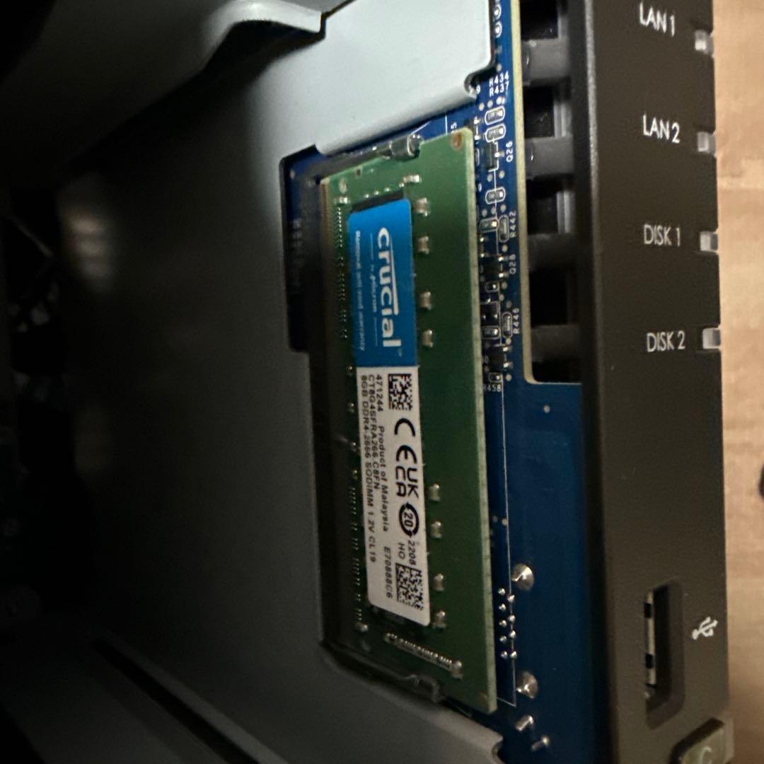 Synology NAS DS220+ 8GBメモリ増設 HDDなし 2ベイ