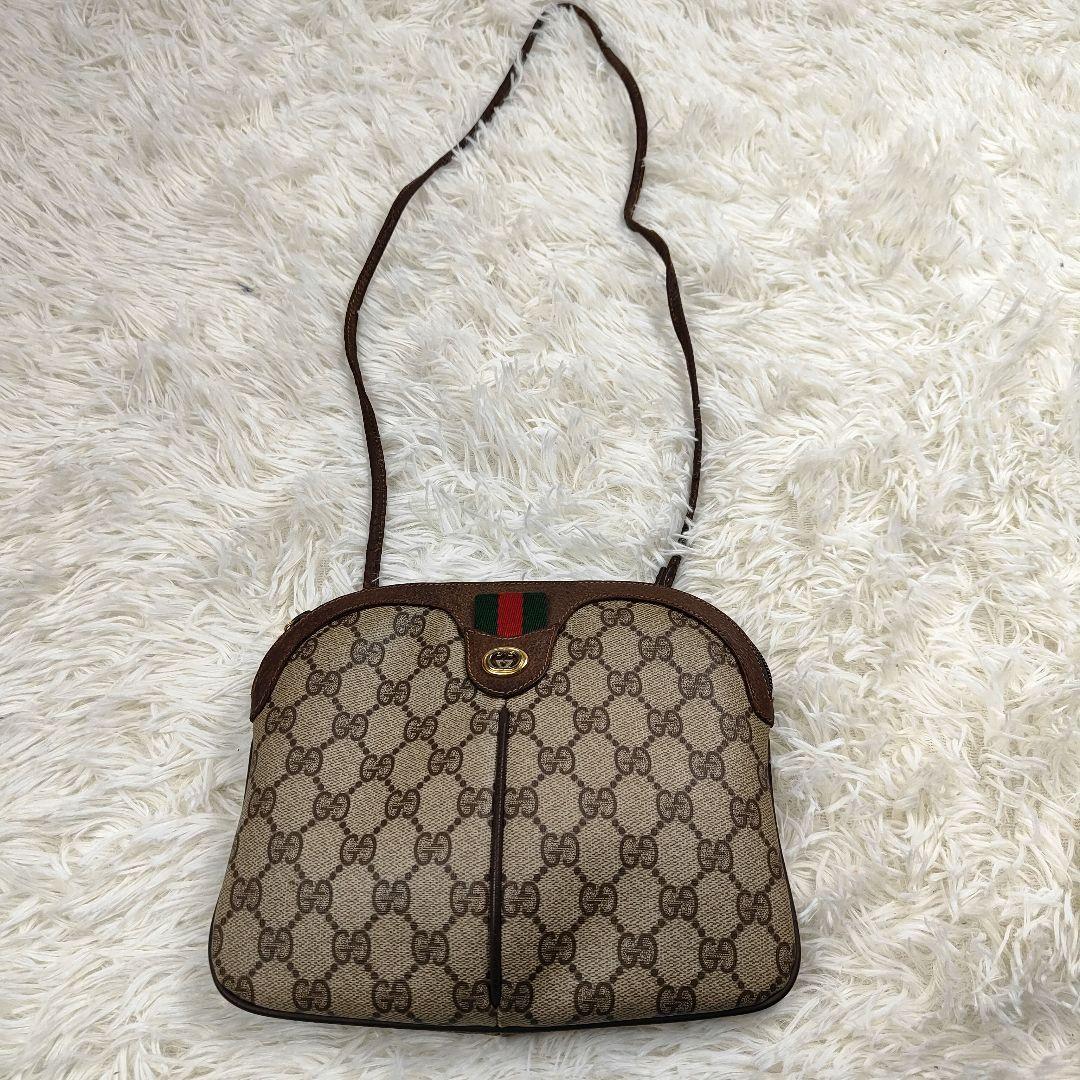 GUCCI　ショルダーバッグ　GGスプリーム　シェリーライン　PVC　レザー