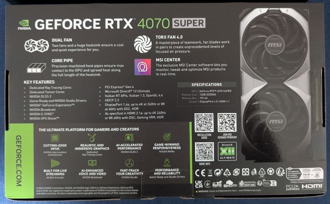 【新品】GEFORCE RTX4070 SUPER 12GB VENTUS OC