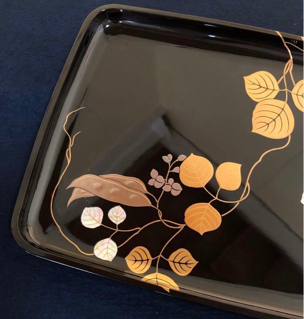 《R》豆蒔絵 螺鈿 蝋色 進物盆 漆匠 鈴木 表朔 共箱 260126く1