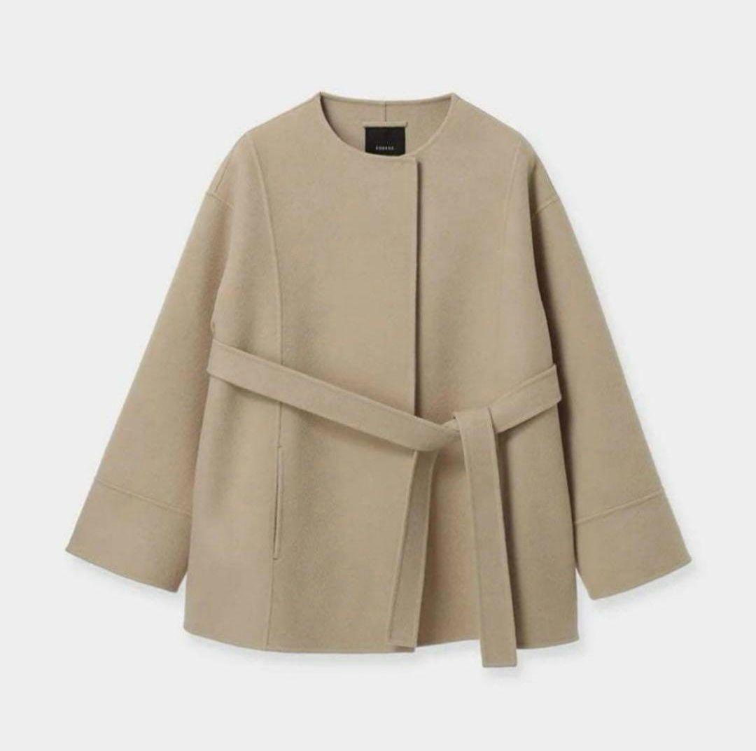 【紙タグ付き】anuans リバーウールミドルマフラーコート