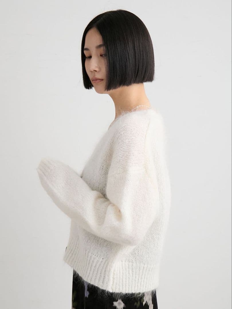 ※はるお※ミースロエ／ホリデーシャギーニットカーデ【WHT】新品・タグ付き