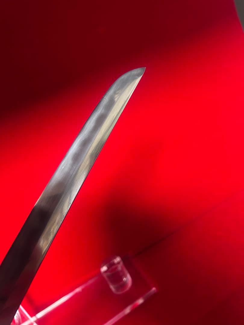 01594 包丁　先丸蛸引　尺一　玉鋼　両刃　刃文有り　墨流し　箱付　未使用品