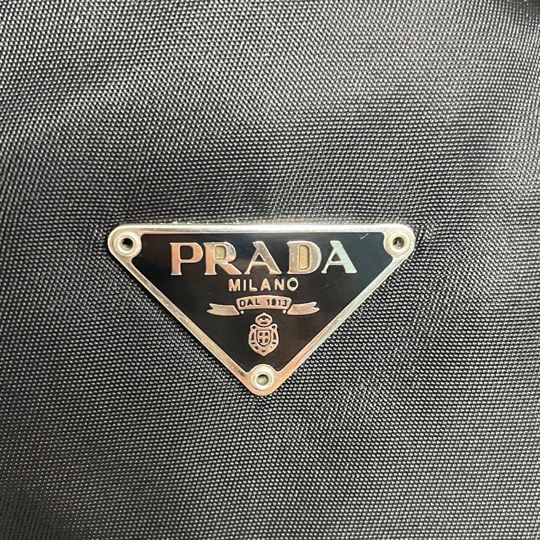 極美品 プラダ アクセサリーポーチ ハンドバッグ 三角ロゴ ナイロン 大容量
