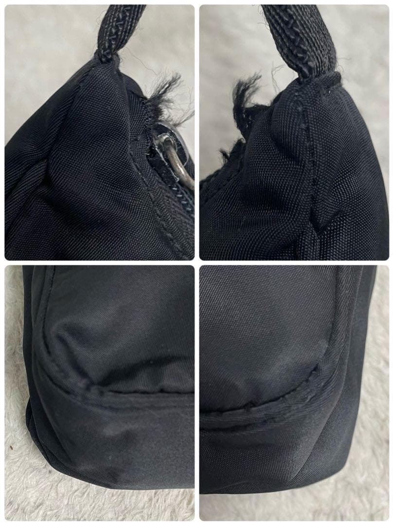 極美品 プラダ アクセサリーポーチ ハンドバッグ 三角ロゴ ナイロン 大容量