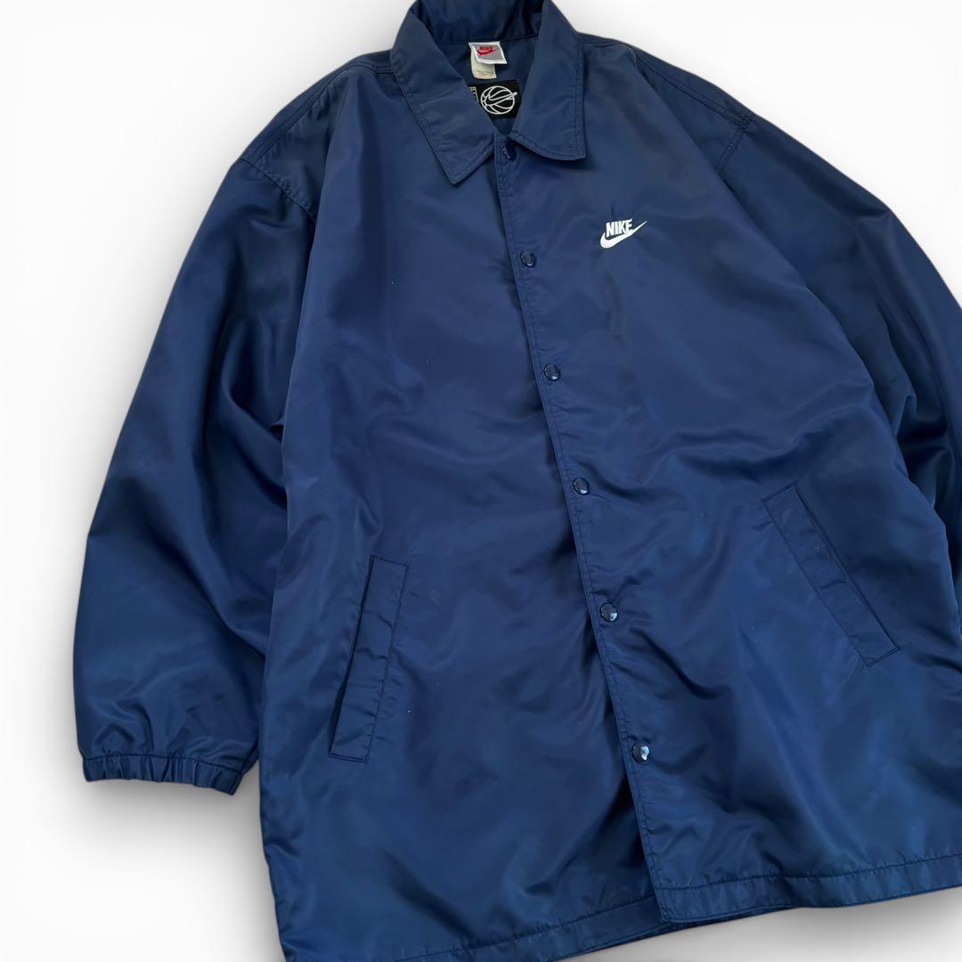 90s NIKE コーチジャケット 紺 L銀タグ バスケタグ USAヴィンテージ