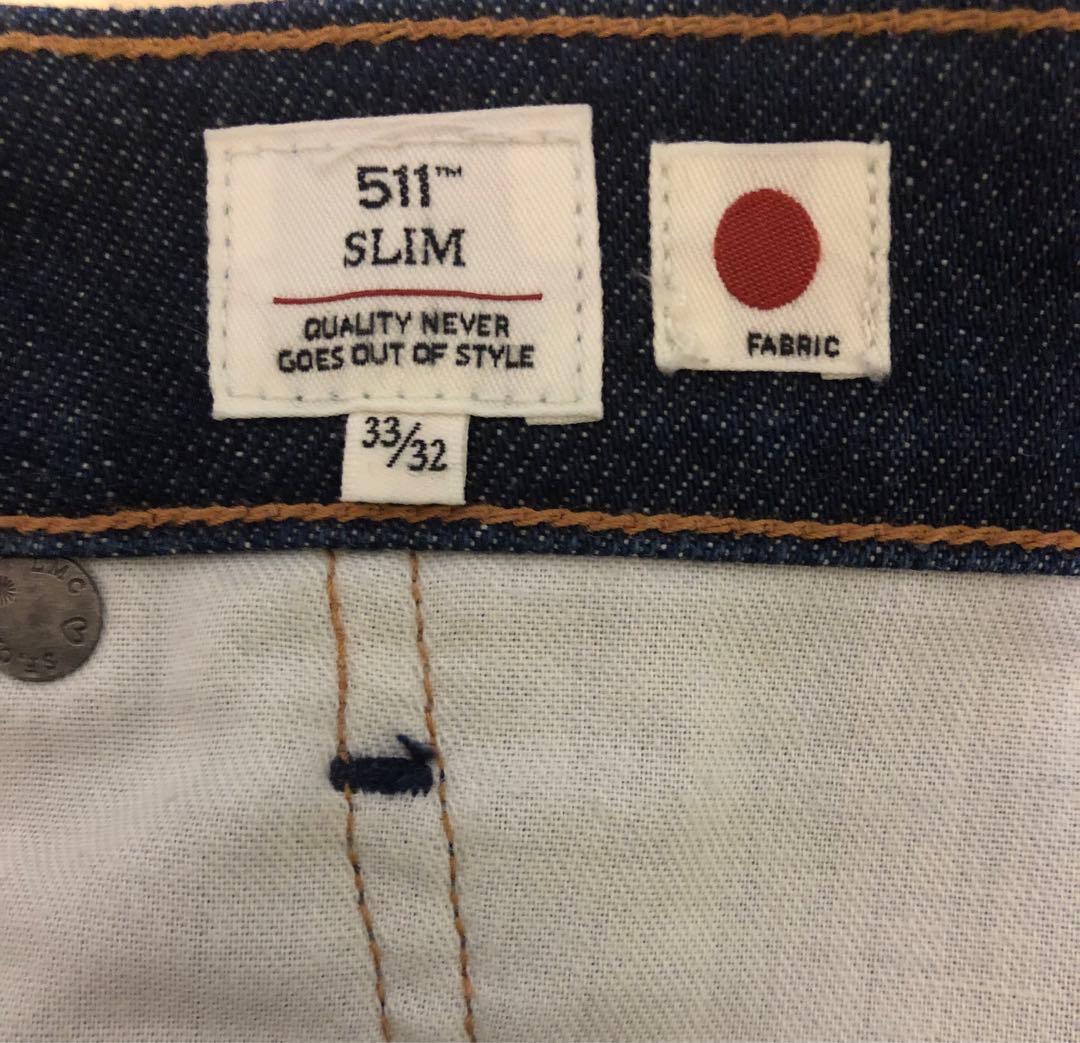 未使用級　Levi's 511 ユーロ製 青タブ ビッグE、セルビッチ、W33