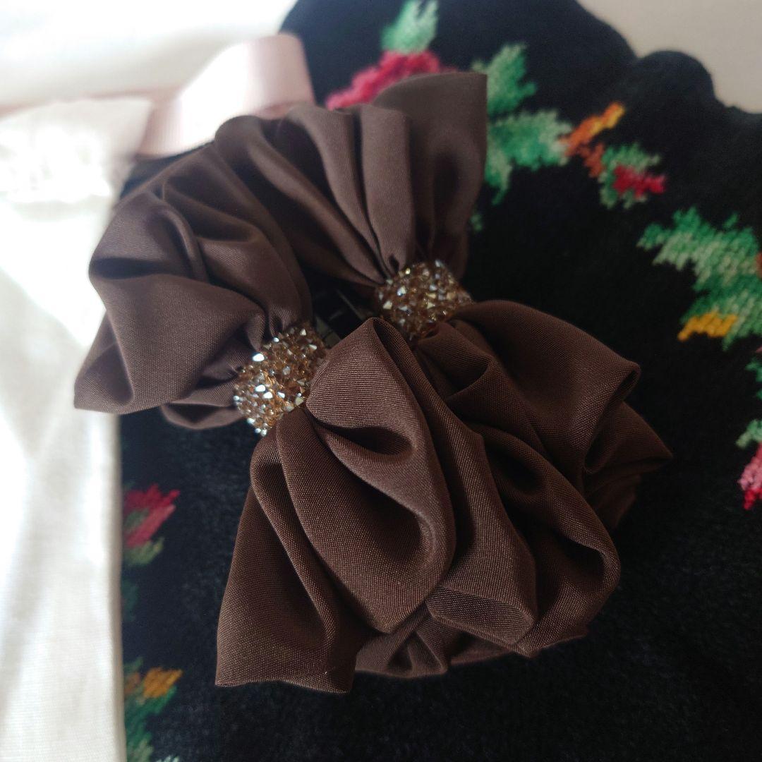 コンプレックスビズ　ラフィネリボン バナナクリップ(ブラウン)