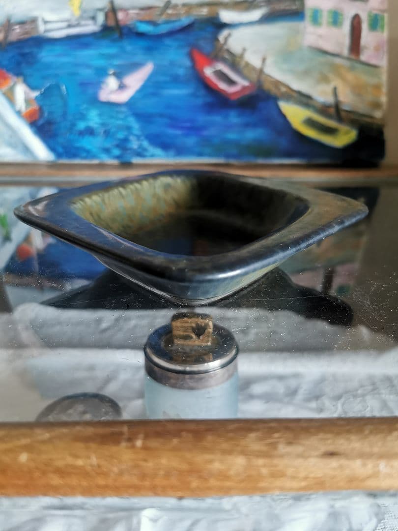 北欧スウェーデン ヴィンテージ 鉛青錆色の美しいロンバス深皿 グンナーニールンド