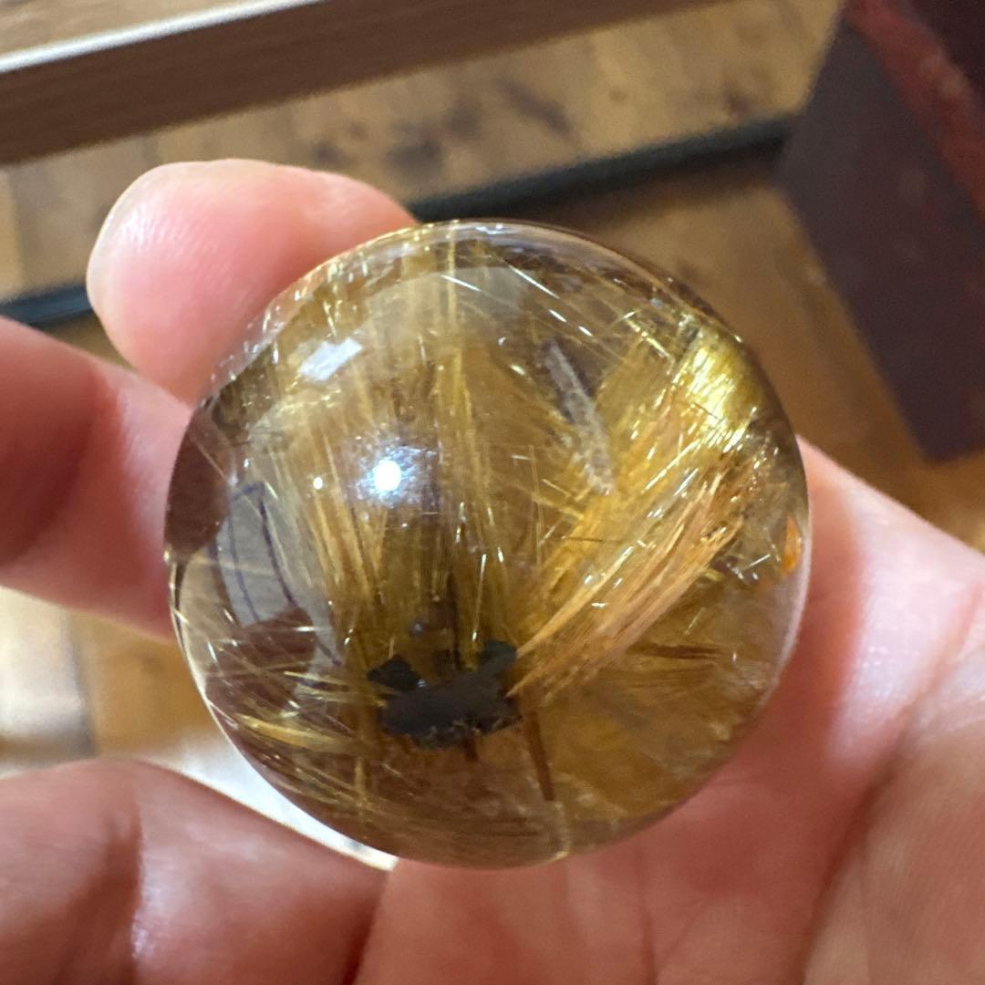 【極上品】コレクション級　ゴールドルチルスフィア 丸玉　約3.8cm 鑑別書付き