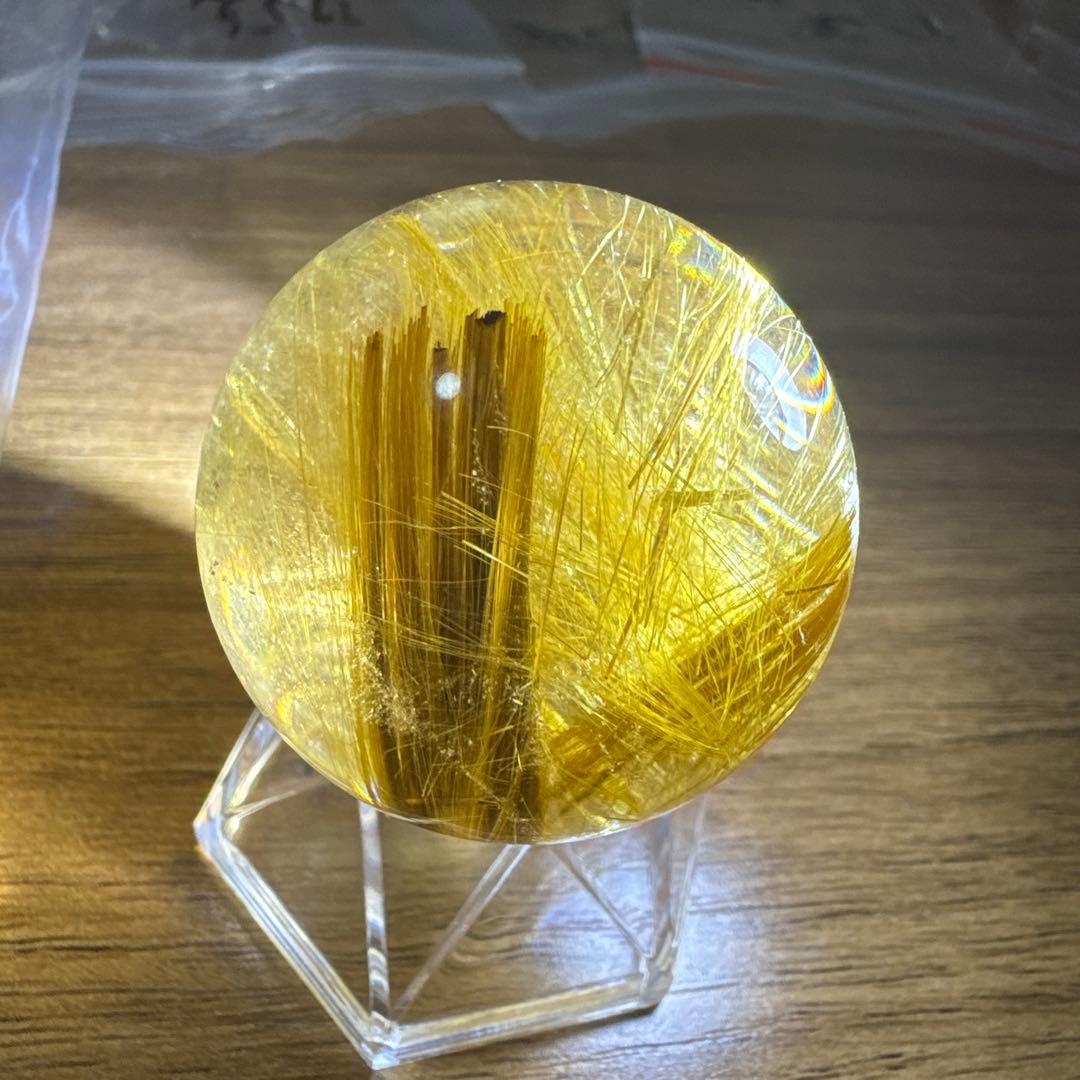 【極上品】コレクション級　ゴールドルチルスフィア 丸玉　約3.8cm 鑑別書付き
