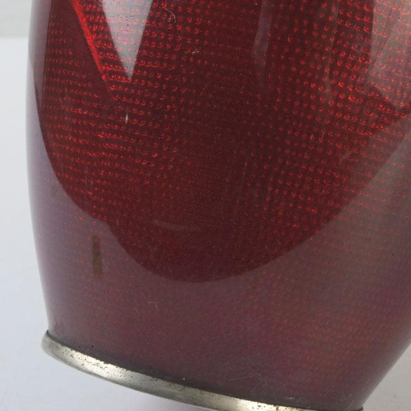 七宝焼　CLOISONNE刻印　赤透四君子文　花瓶　V　9875