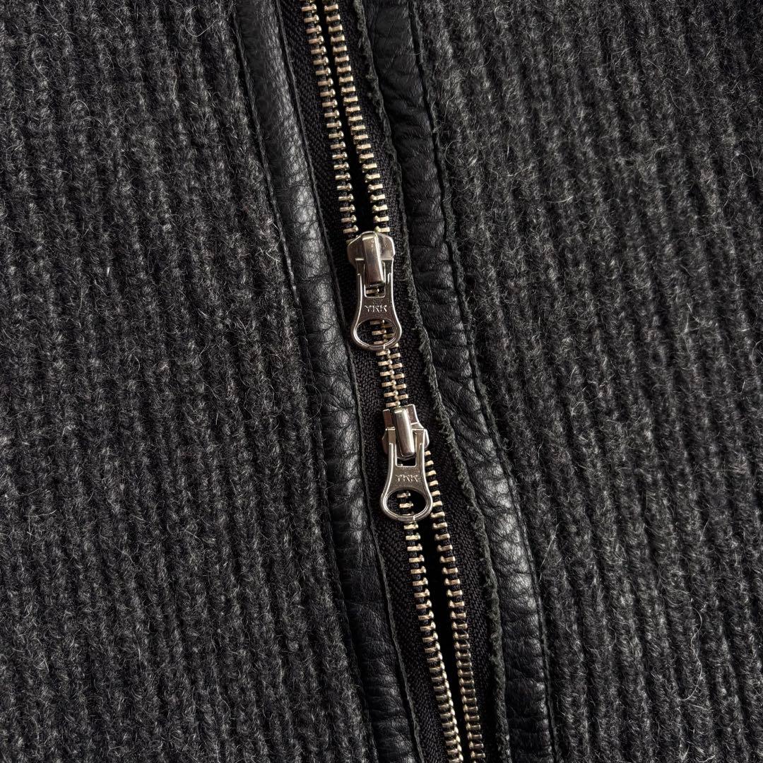 00s COMME CA ISM wool ds knit レザー切替