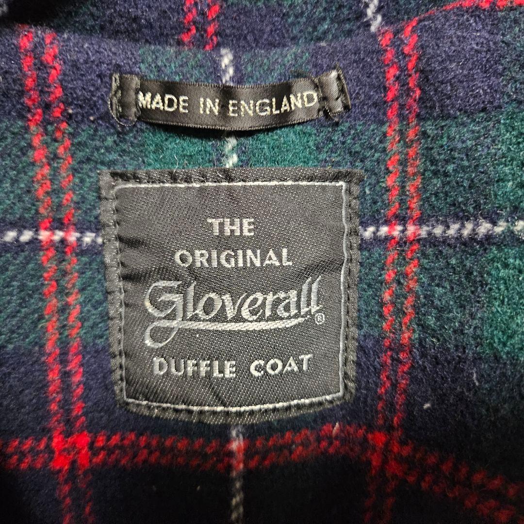 グローバーオール ダッフルコートイギリス製 ネイビー 裏地チェック XL程