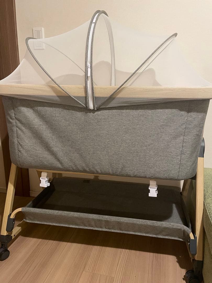 ベビーベッド/移動・折りたたみ可能/HZDMJ/グレー/説明書・付属品あり