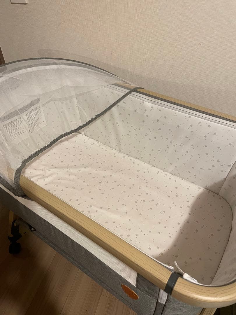 ベビーベッド/移動・折りたたみ可能/HZDMJ/グレー/説明書・付属品あり