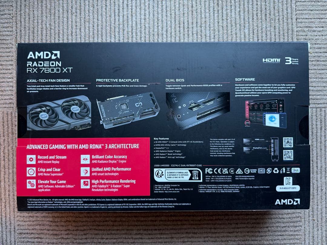 【最終価格・未開封】ASUS Radeon RX 7800 XT OC 16GB