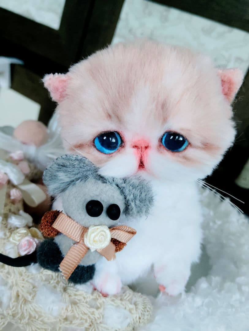 もちもちボディ♡エキゾチック子猫ちゃんとチュチュちゃん♡カゴ♡アートドール♡