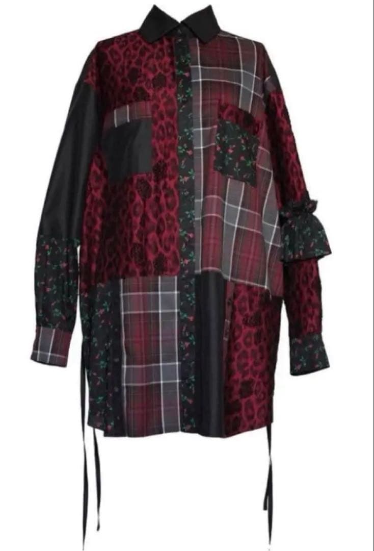 rurumu: 22aw パッチワーク 長袖ロングシャツ