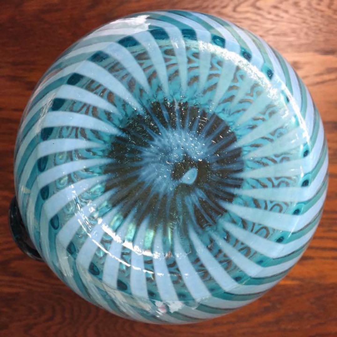 ＊訳ありビンテージ☆ガラス花瓶フラワーベース渦巻き模様 フェントン＊ヒビ割れ多数