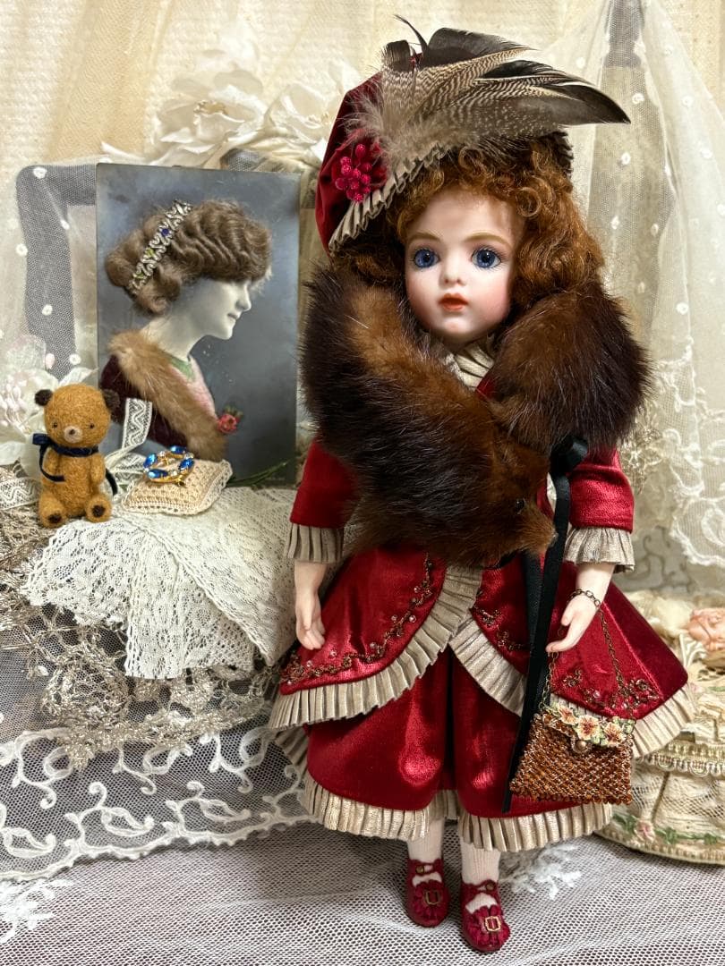 ✴︎ちょっと休憩中✴︎ビスクドール用♡ドレス(深紅)セット