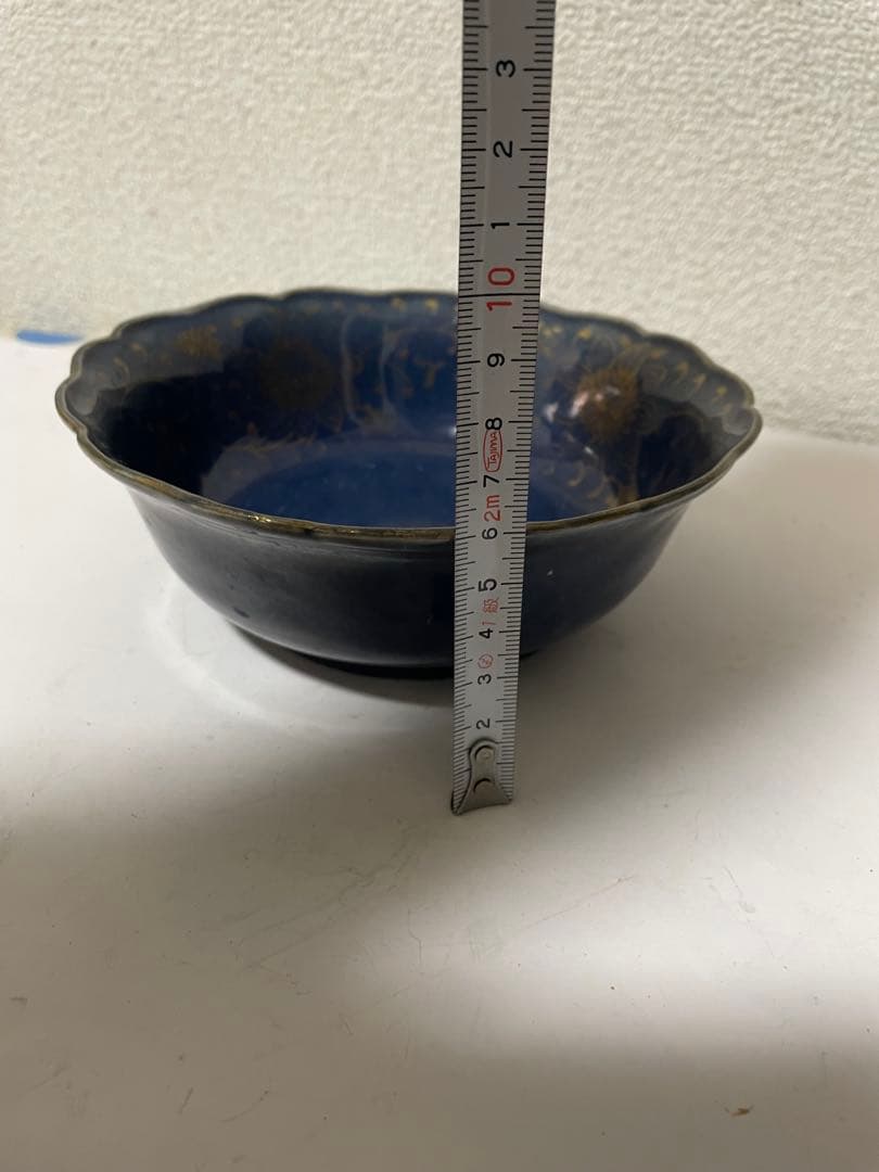 中国古美術　清時代霁蓝釉茶碗
