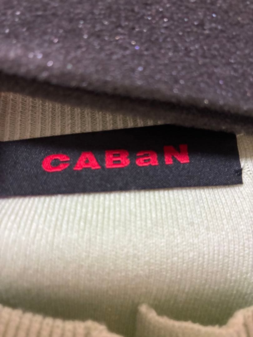 caban コットンカシミヤクルーネックカーディガン　ライトグリーン　XS