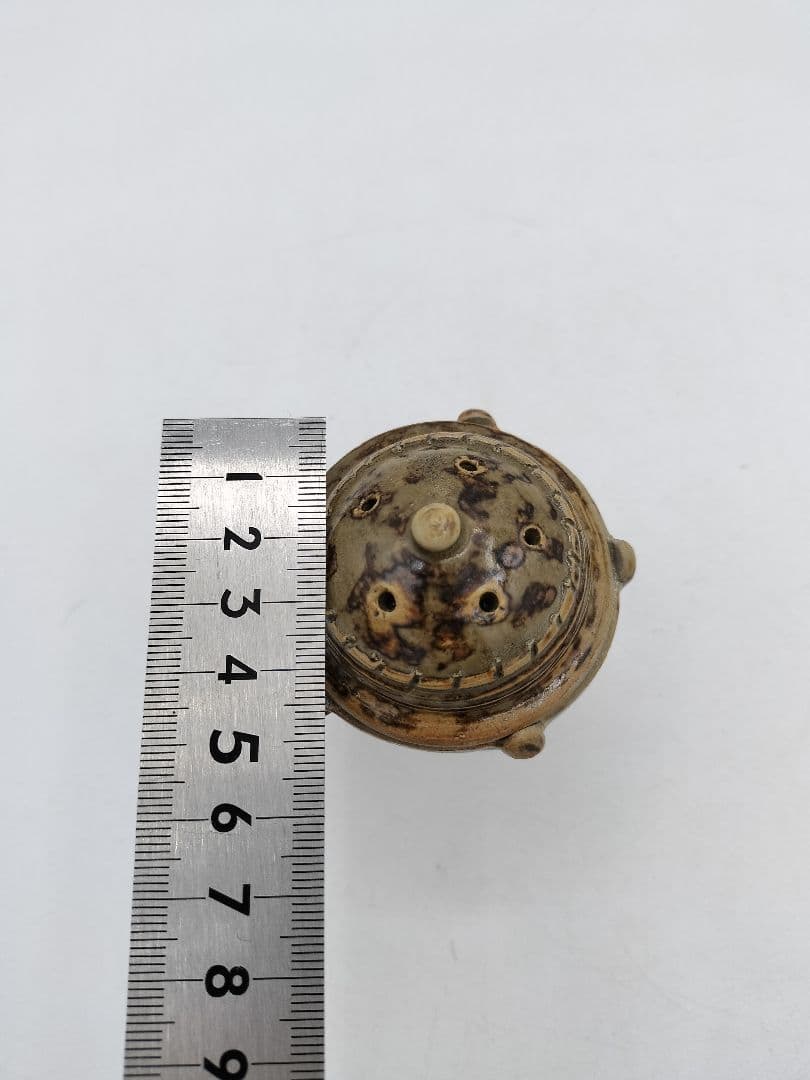 c836 蓋置 火屋香炉 遠州七窯志戸呂焼 白幡鳳悦 木箱 茶道具 古物