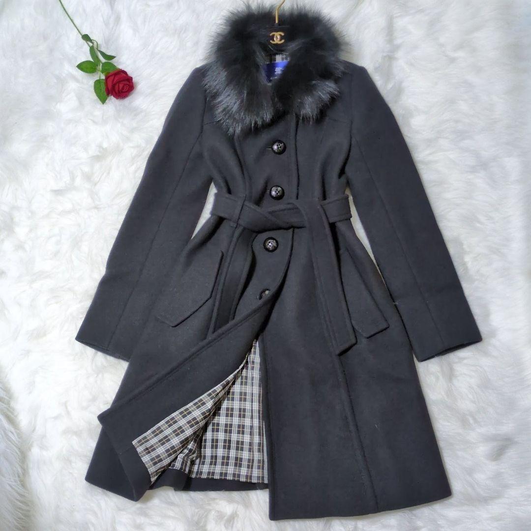 appleバーバリーブルーレーベル フォックスファー ロングコート 38