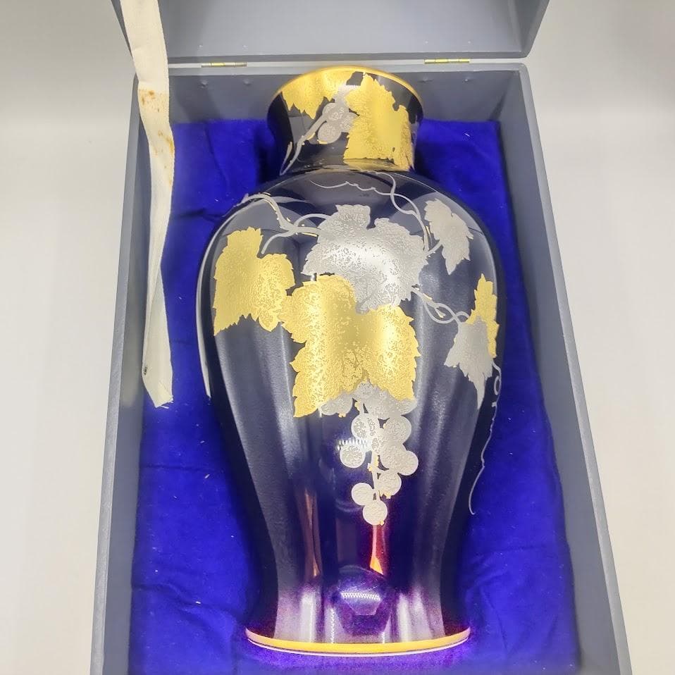 ★箱付★ OKURA 大倉陶園 花瓶 金蝕ぶどう 28cm 花器 金彩 花入