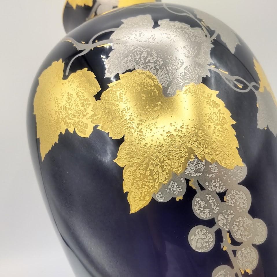 ★箱付★ OKURA 大倉陶園 花瓶 金蝕ぶどう 28cm 花器 金彩 花入