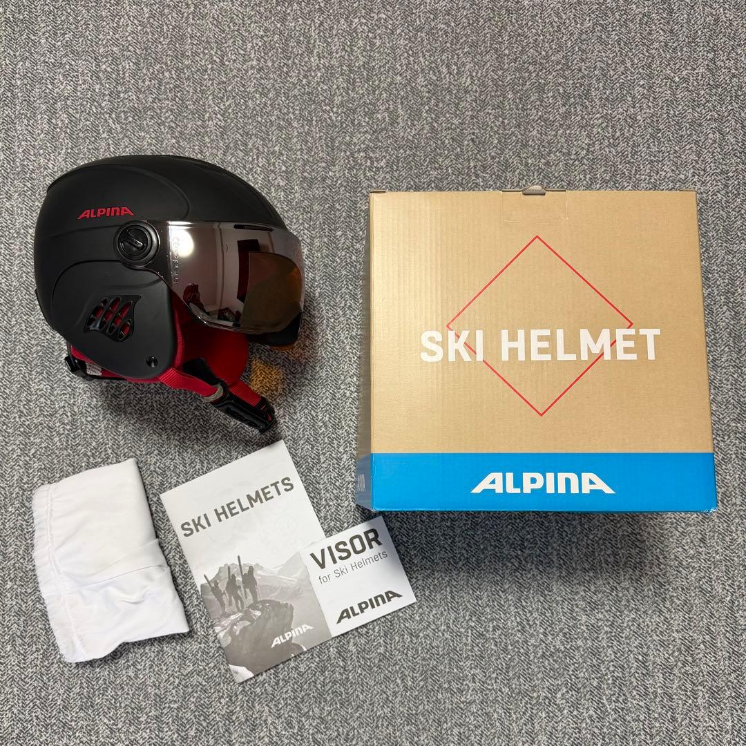 ALPINA ジュニアスキー・スノボー用ヘルメット ミラーシールド付き