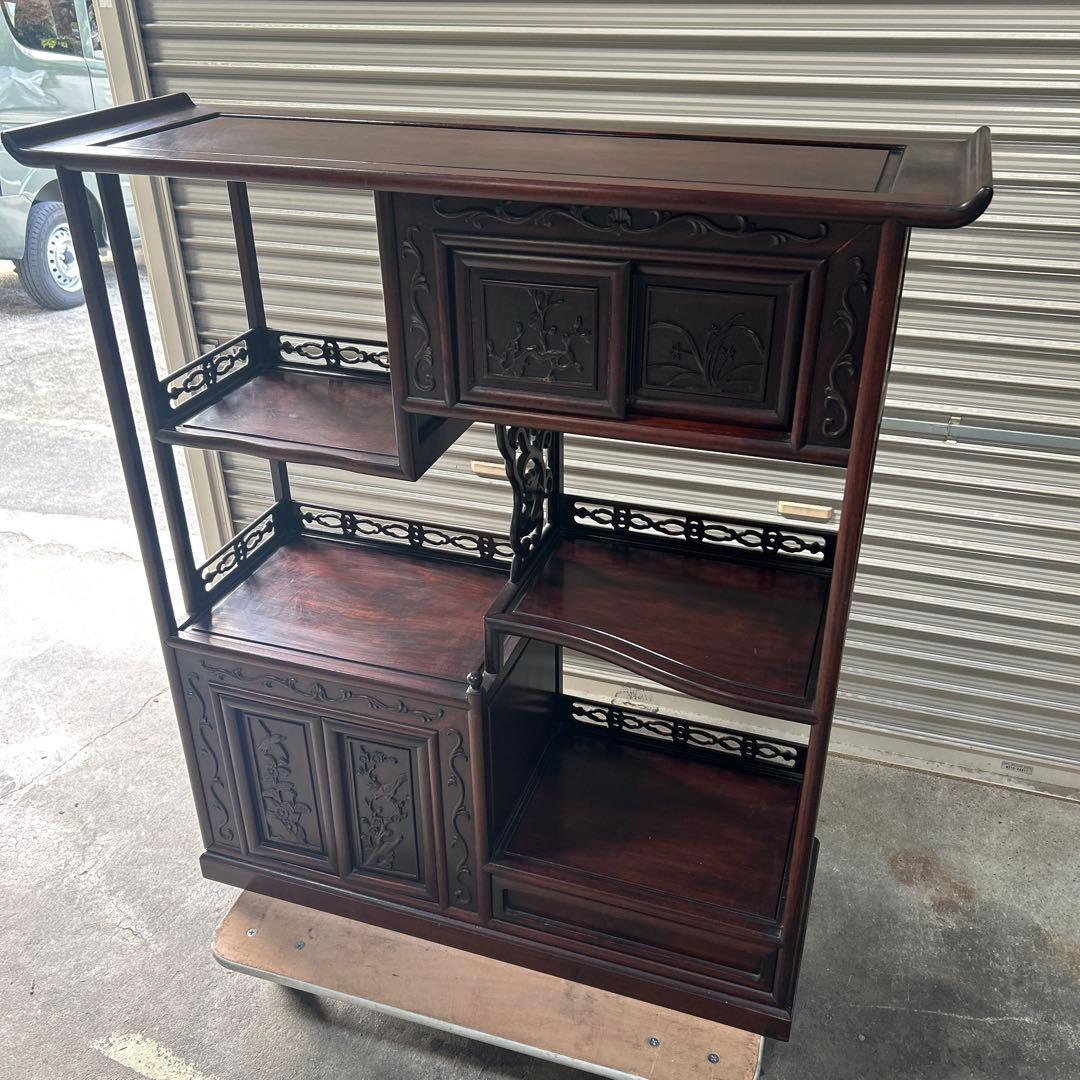 アンティーク　木製彫刻付き　飾り棚