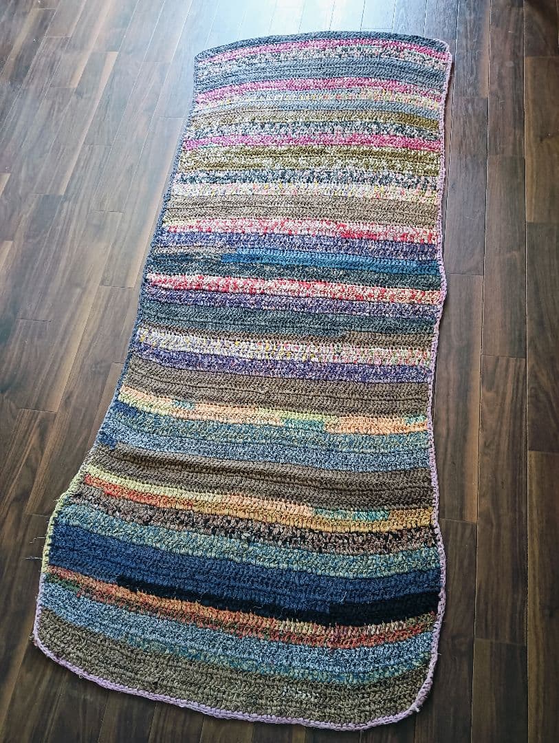 レア美品　昔の針編みの襤褸のフリークロス　敷物