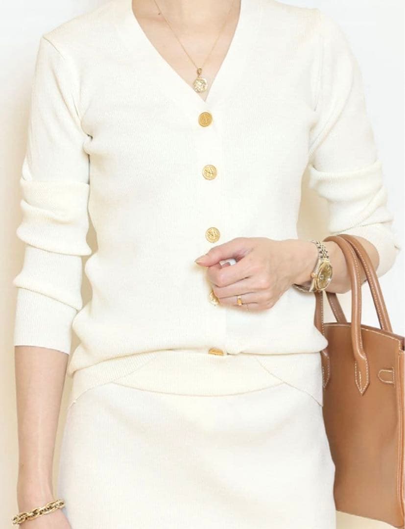 ドゥーズィエムクラス　2023SS DINER RIB Vネックカーディガン