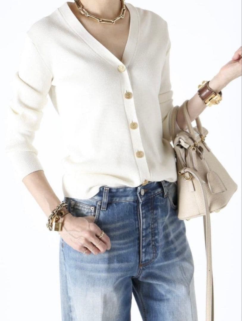 ドゥーズィエムクラス　2023SS DINER RIB Vネックカーディガン