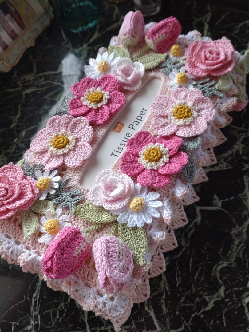 ティッシュボックスカバーかぎ編みインテリア生活道具レース編みドイリー