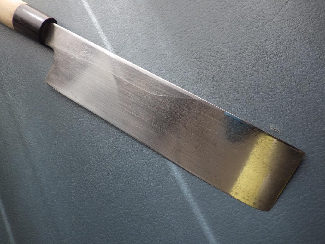 日本橋木屋㊧利き★東型薄刃包丁220ｍｍマチ/白紙・★黒水牛柄★手研ぎ済み▲